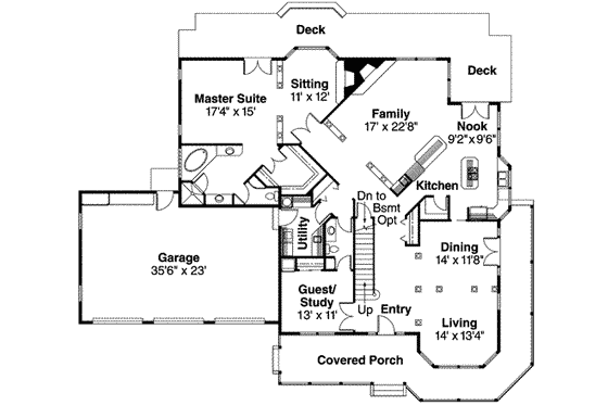 Floor Plan - Main Floor for Farmhouse House Plan #124-407 - 4 bed, 3.5 bath