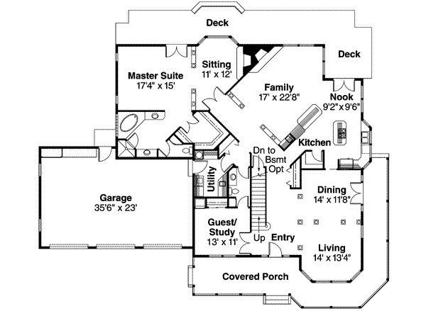 Farmhouse Floor Plan - Main Floor Plan #124-407