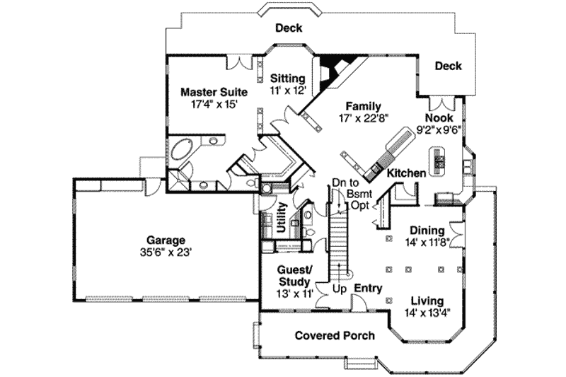 Home Plan - Floor Plan - Main Floor for Farmhouse House Plan #124-407 - 4 bed, 3.5 bath