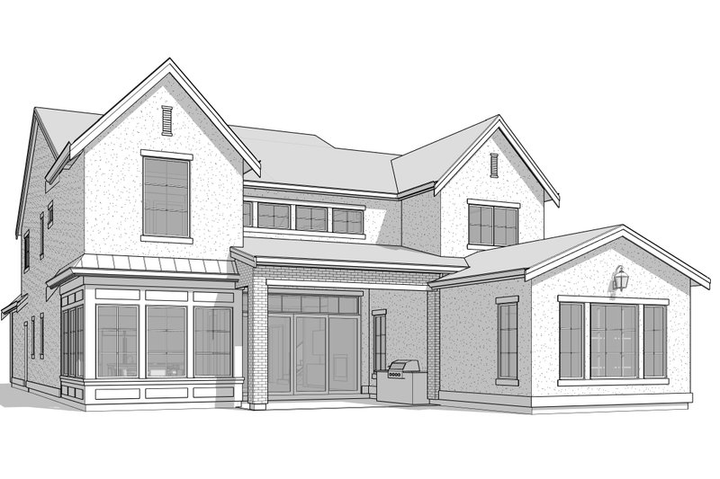 House Blueprint - Exterior - Rear Elevation 1 for European House Plan #1114-22 - 4 bed, 4.5 bath