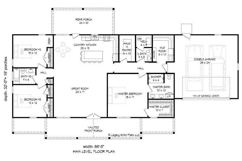 Dream House Plan - Floor Plan - Main Floor for Craftsman House Plan #932-925 - 3 bed, 2.5 bath