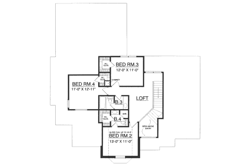 Architectural House Design - Floor Plan - Upper Floor for European House Plan #40-432 - 4 bed, 3.5 bath