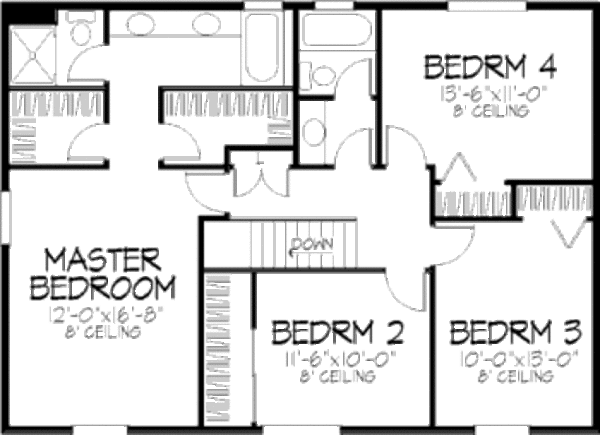 Traditional Floor Plan - Upper Floor Plan #320-307