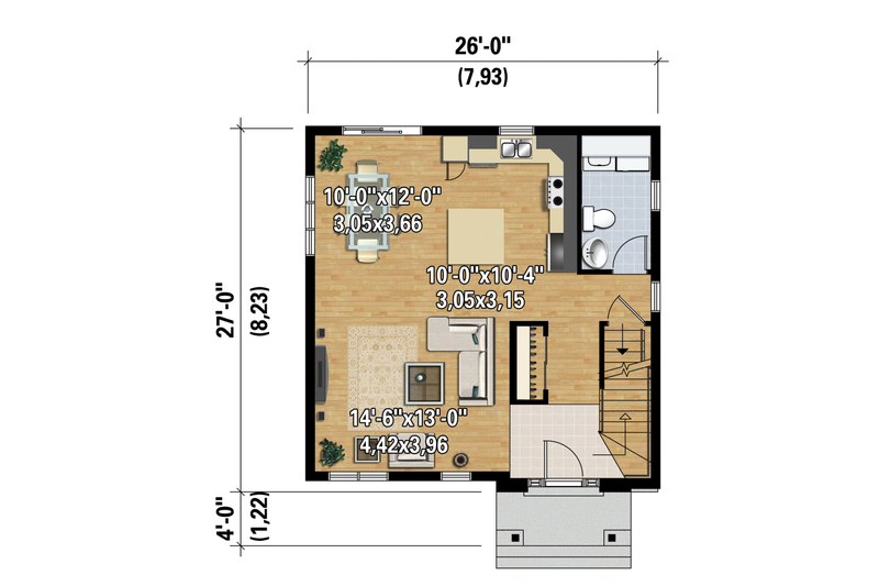 Architectural House Design - Floor Plan - Main Floor 1 for Contemporary House Plan #25-4328 - 3 bed, 1 bath