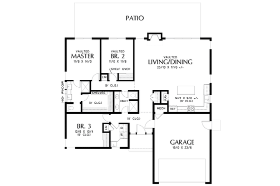 Floor Plan - Main Floor for Contemporary House Plan #48-668 - 3 bed, 2 bath