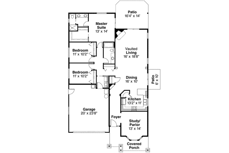 Home Plan - Floor Plan - Main Floor for Country House Plan #124-366 - 3 bed, 2 bath