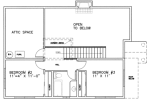 Floor Plan - Upper Floor for Traditional House Plan #117-188 - 3 bed, 2 bath