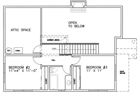 Floor Plan - Upper Floor for Traditional House Plan #117-188 - 3 bed, 2 bath