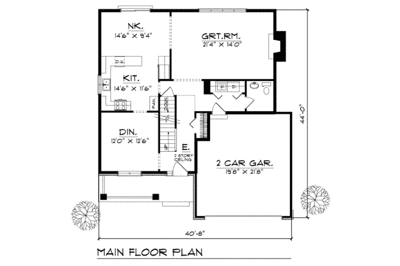 Architectural House Design - Floor Plan - Main Floor for Traditional House Plan #70-313 - 4 bed, 2.5 bath