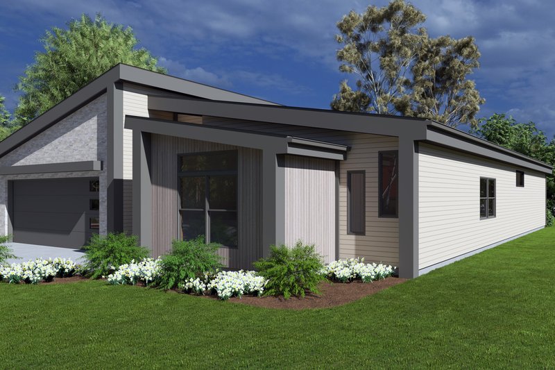 House Blueprint - Exterior - Front Elevation 3 for Contemporary House Plan #1111-13 - 3 bed, 2 bath