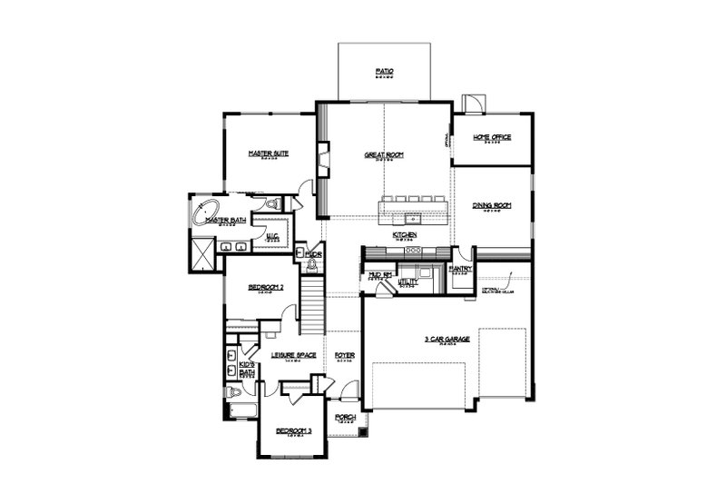Home Plan - Floor Plan - Main Floor for Traditional House Plan #569-80 - 4 bed, 3 bath