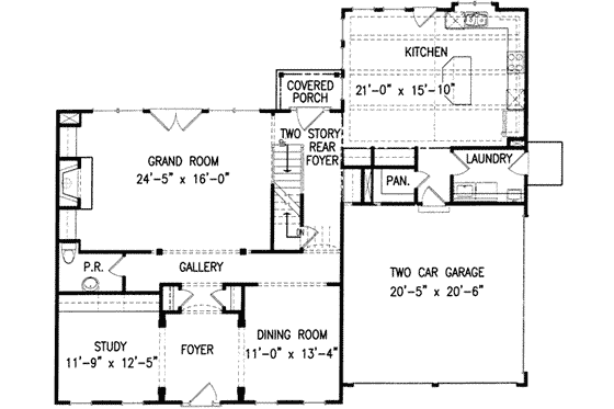 Floor Plan - Main Floor for Colonial House Plan #54-171 - 4 bed, 3.5 bath