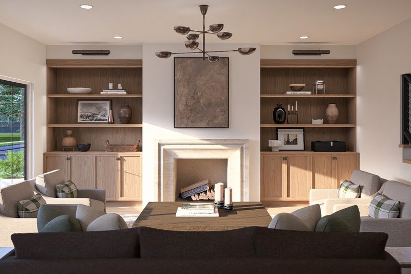 House Blueprint - Interior - Family Room for Farmhouse House Plan #455-805 - 3 bed, 2.5 bath