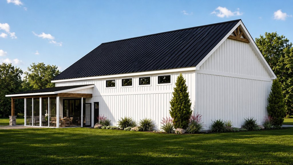 Exterior - Rear Elevation for Barndominium House Plan #1064-487 - 2 bed, 2 bath
