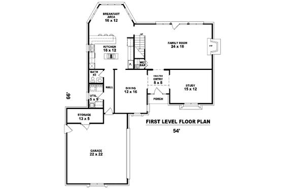 Floor Plan - Main Floor for European House Plan #81-13889 - 3 bed, 2.5 bath