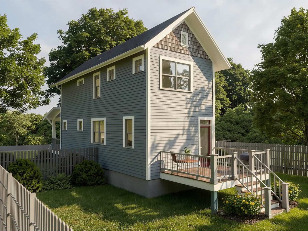 Exterior - Rear Elevation 1 for Craftsman House Plan #79-278 - 2 bed, 2.5 bath