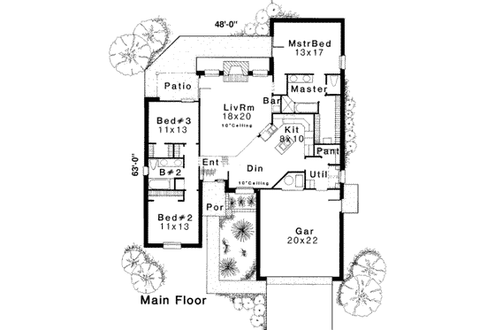 Floor Plan - Main Floor for Traditional House Plan #310-178 - 3 bed, 2 bath