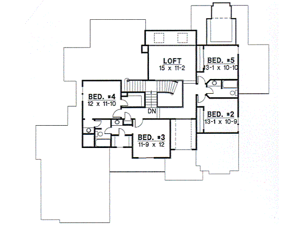 Traditional Floor Plan - Upper Floor Plan #67-710