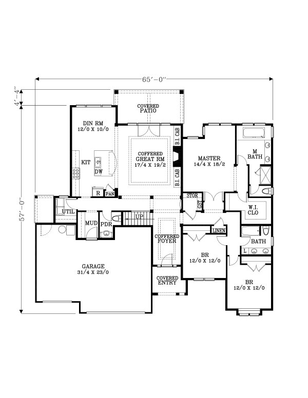 Craftsman Floor Plan - Main Floor Plan #53-677