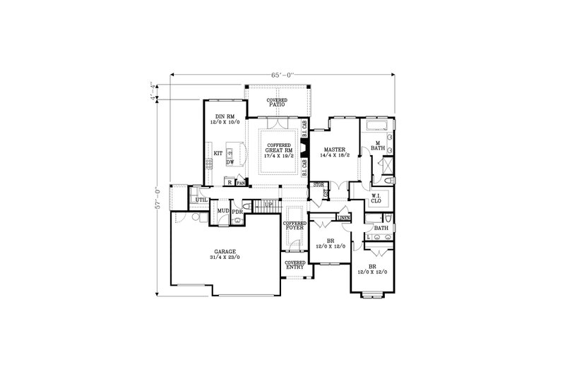 House Design - Floor Plan - Main Floor for Craftsman House Plan #53-677 - 3 bed, 2.5 bath