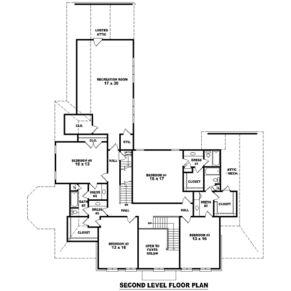 Colonial Floor Plan - Upper Floor Plan #81-1625