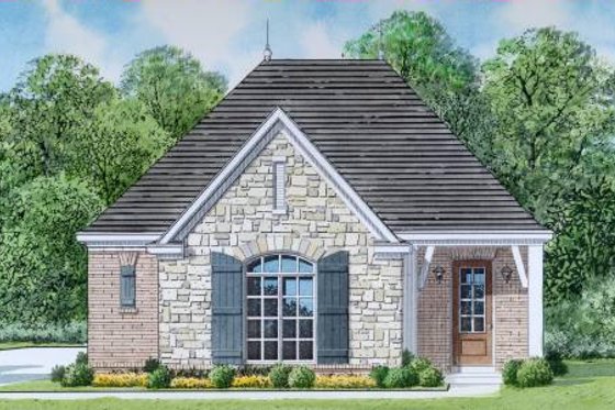 Exterior - Front Elevation for European House Plan #424-42 - 3 bed, 2 bath