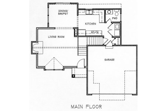 Floor Plan - Main Floor for Traditional House Plan #6-111 - 3 bed, 2.5 bath