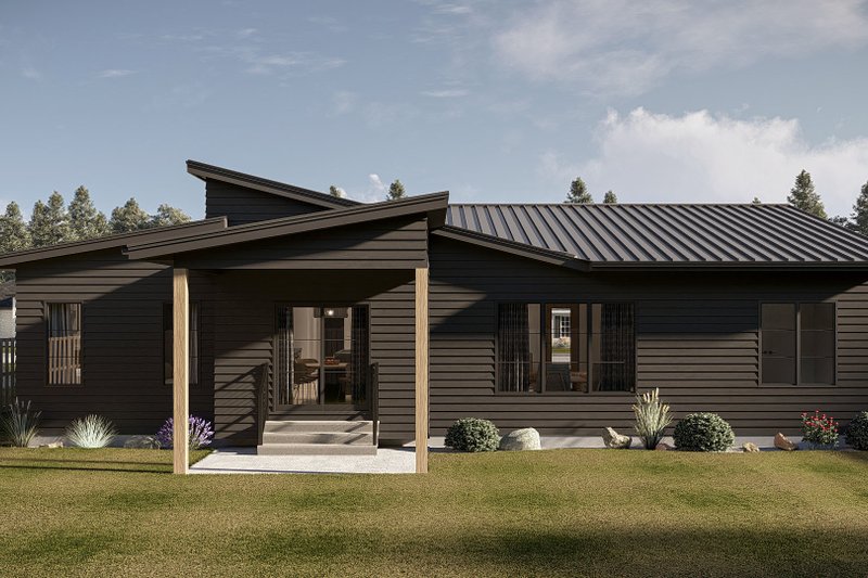 House Design - Exterior - Rear Elevation for Modern House Plan #455-747 - 3 bed, 2 bath