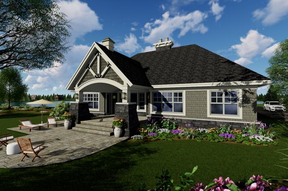 Exterior - Rear Elevation for Craftsman House Plan #51-552 - 3 bed, 2.5 bath