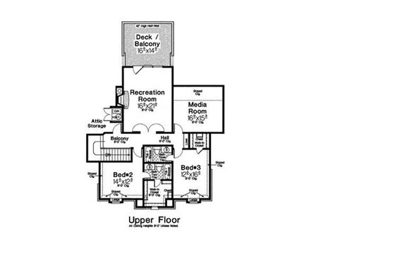 Floor Plan - Upper Floor for European House Plan #310-1301 - 4 bed, 4.5 bath