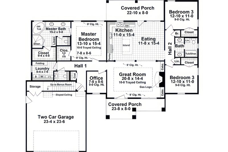 Architectural House Design - Floor Plan - Main Floor for Craftsman House Plan #21-629 - 3 bed, 2.5 bath