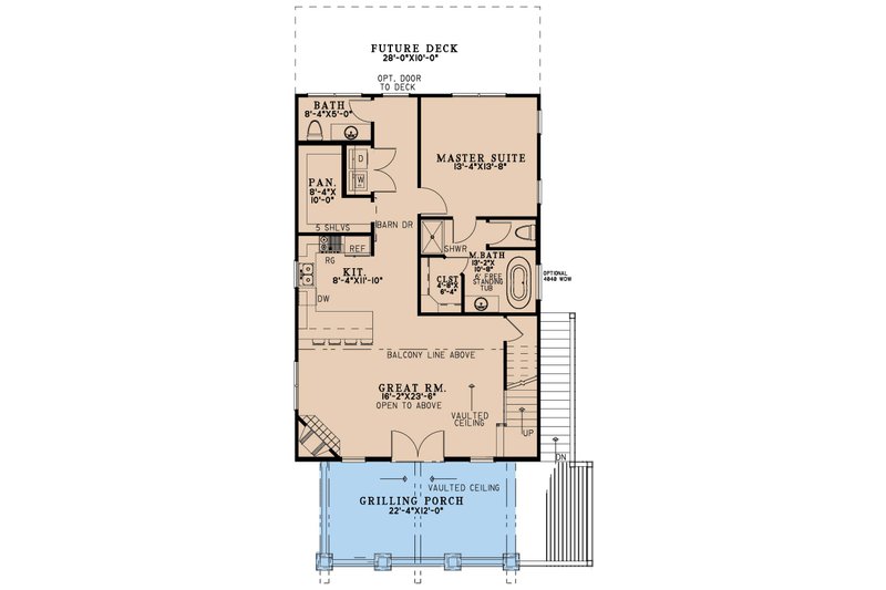 Architectural House Design - Floor Plan - Main Floor for Beach House Plan #923-414 - 3 bed, 2.5 bath