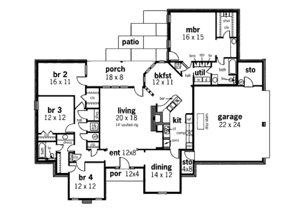 Country Floor Plan - Main Floor Plan #45-348