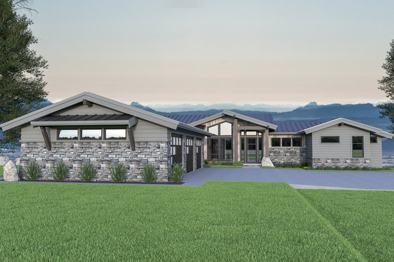 House Blueprint - Contemporary Exterior - Front Elevation Plan #1070-88