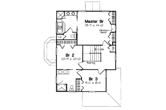 Floor Plan - Upper Floor for Victorian House Plan #312-615 - 3 bed, 2.5 bath