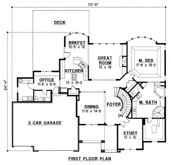Mediterranean Floor Plan - Main Floor Plan #67-763