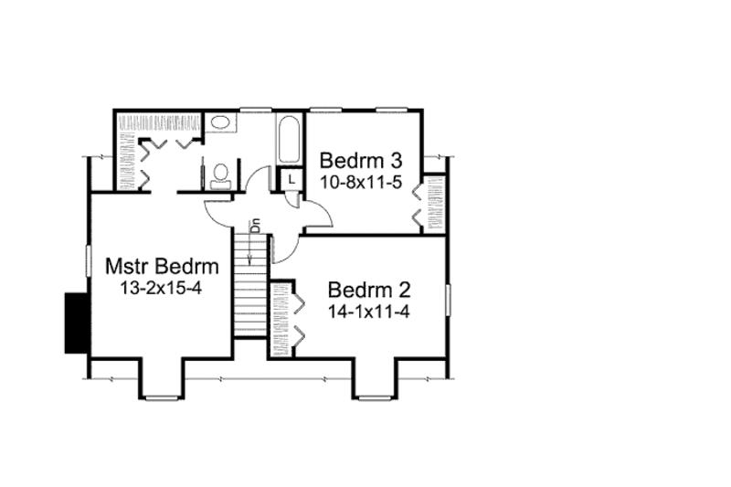 Home Plan - Floor Plan - Upper Floor for Colonial House Plan #57-513 - 4 bed, 2 bath