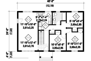 Floor Plan - Main Floor for Ranch House Plan #25-4658 - 3 bed, 1 bath
