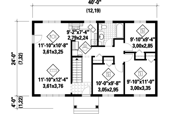 Floor Plan - Main Floor for Ranch House Plan #25-4658 - 3 bed, 1 bath
