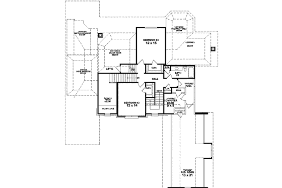Floor Plan - Upper Floor for Traditional House Plan #81-596 - 4 bed, 3.5 bath