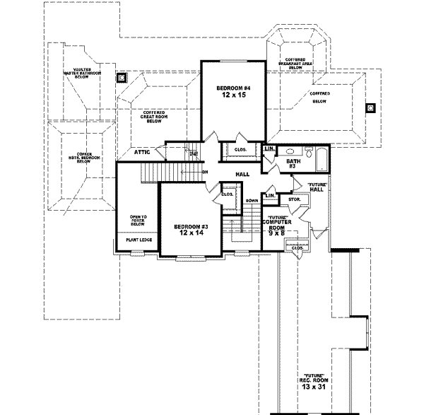 Traditional Floor Plan - Upper Floor Plan #81-596