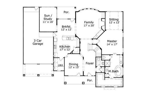 Floor Plan - Main Floor for European House Plan #411-797 - 4 bed, 3.5 bath