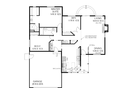 Floor Plan - Main Floor for Ranch House Plan #60-455 - 3 bed, 2 bath