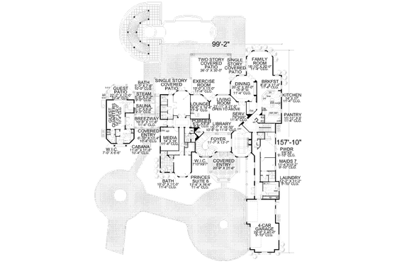 Floor Plan - Main Floor for Mediterranean House Plan #420-200 - 7 bed, 9.5 bath