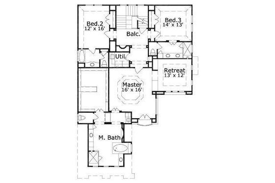 Floor Plan - Upper Floor for Traditional House Plan #411-871 - 3 bed, 3.5 bath