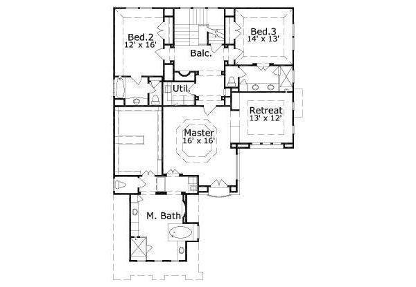 Traditional Floor Plan - Upper Floor Plan #411-871