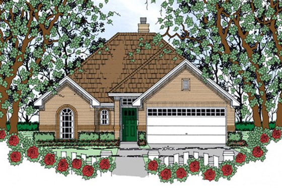 Exterior - Front Elevation for Traditional House Plan #42-401 - 3 bed, 2 bath