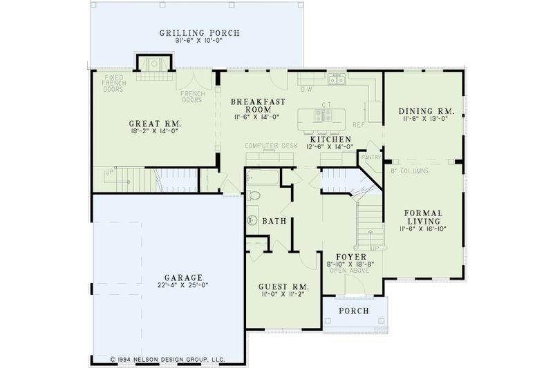 Dream House Plan - Floor Plan - Main Floor for Traditional House Plan #17-3251 - 5 bed, 4 bath