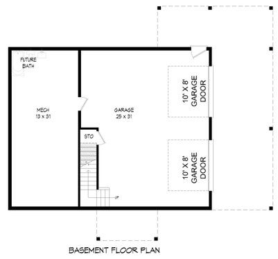 Floor Plan - Lower Floor for Traditional House Plan #932-434 - 3 bed, 2 bath