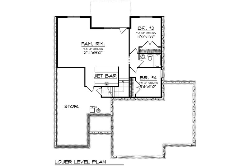 Home Plan - Floor Plan - Lower Floor for Craftsman House Plan #70-1537 - 4 bed, 3 bath
